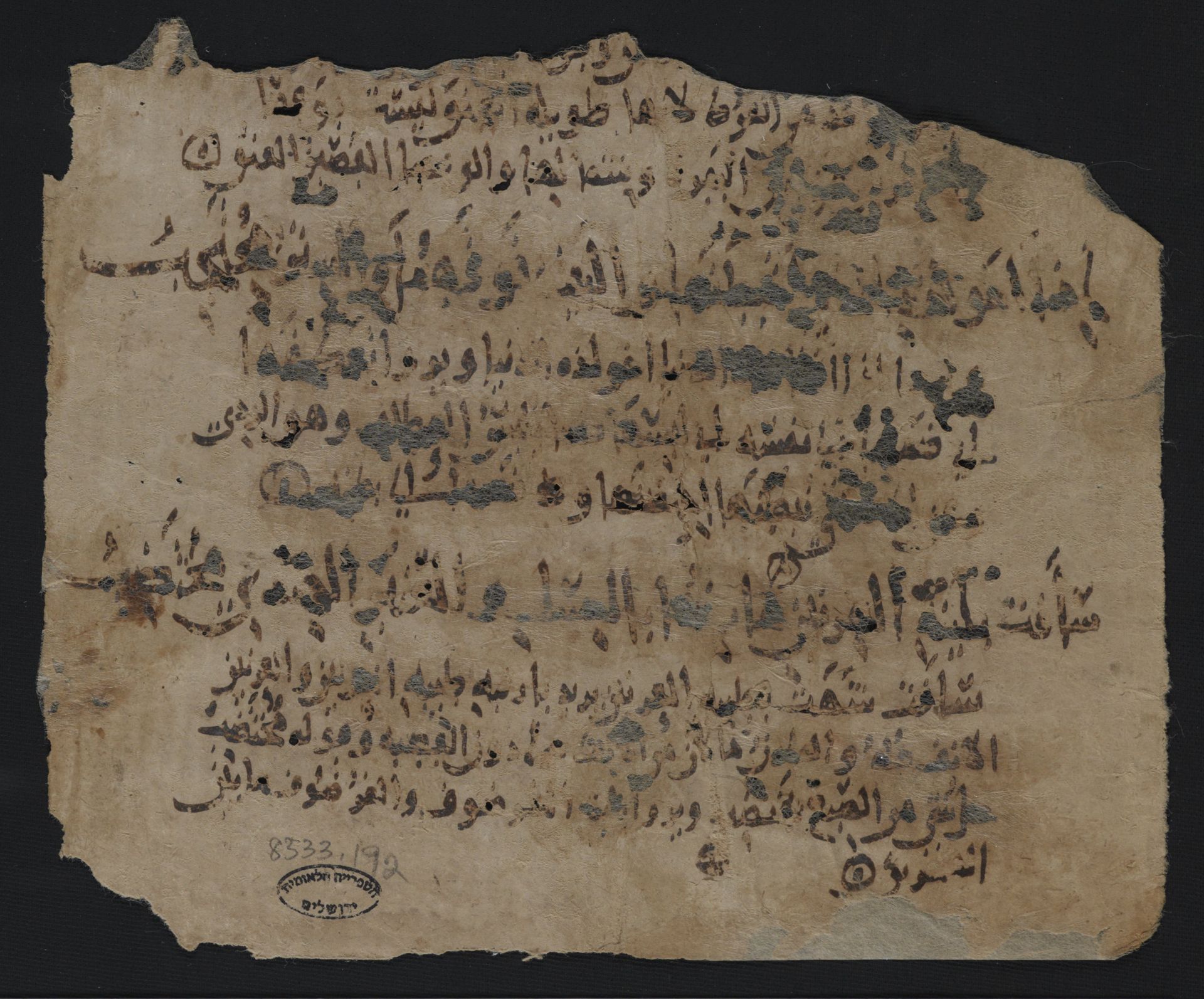 Arabic: National Library of Israel, Ms.Heb.8333.192: Folio (recto)